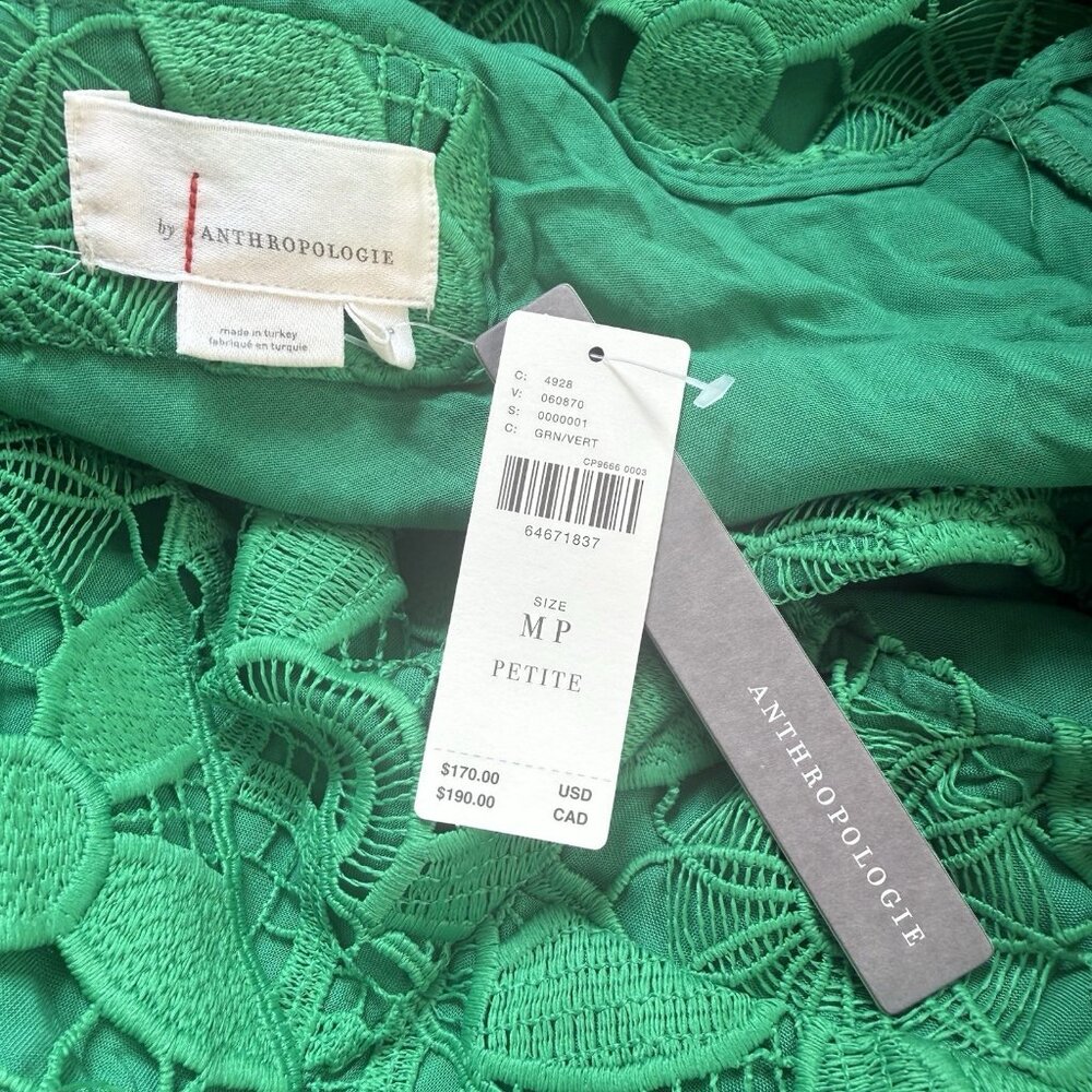 ANTHROPOLOGY Green Floral Lace mini Women’s Dress NWT MSRP $170 Size M Petite - Picture 5 of 14